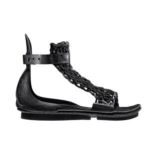 Trippen Womens Black Knit Leather Gladiator Sandals Sustainable Festival Boho 7